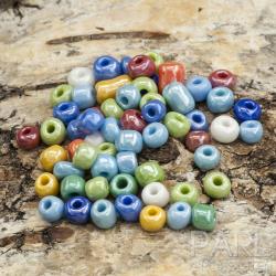 Rocaille seed beads, Dia. 4 mm, size 6/0 , hole size 0,9-1,2 mm, assorted  colours, 1000 g/ 1 tub