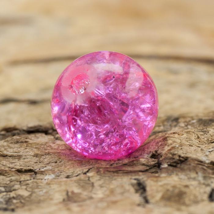 Krackelerad glasprla rund 8 mm, Rosa (20st)